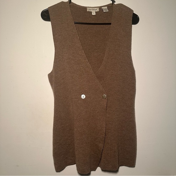 Ann Taylor 100% Merino Wool Soft Classic Open Front Drape Cardigan Vest Size M - Picture 3 of 4